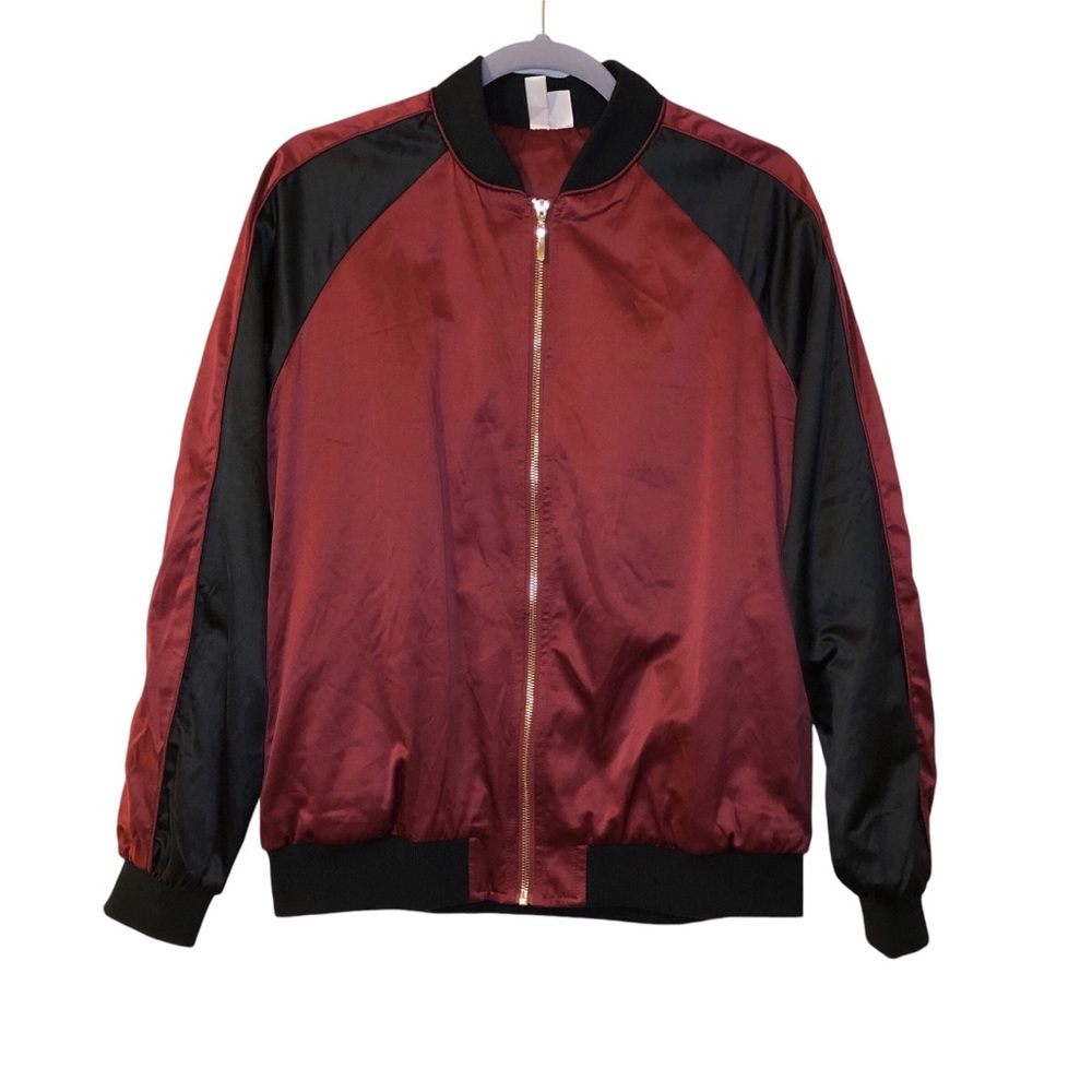Forever 21 embroidered tiger satin bomber jacket size medium